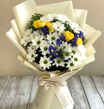 Букет цветов из:  Ирисы, Хризантемы и Розы #REPLACE_PRED# Белгороде