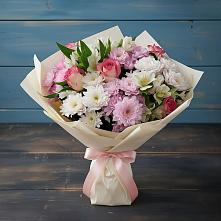 Букет цветов из:  Хризантемы, Альстромерии и Розы в Белгороде