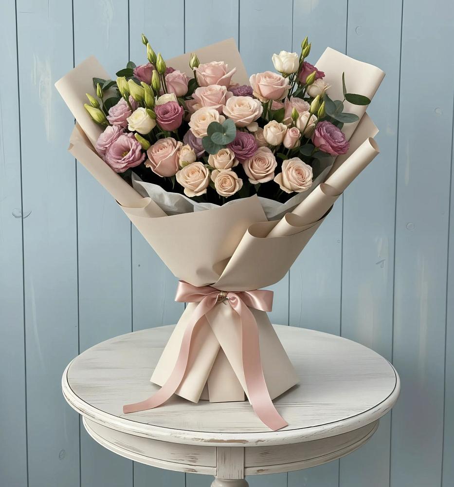 Букет бодрость в Белгороде Букет цветов из: Розы и Лизиантусы в Белгороде